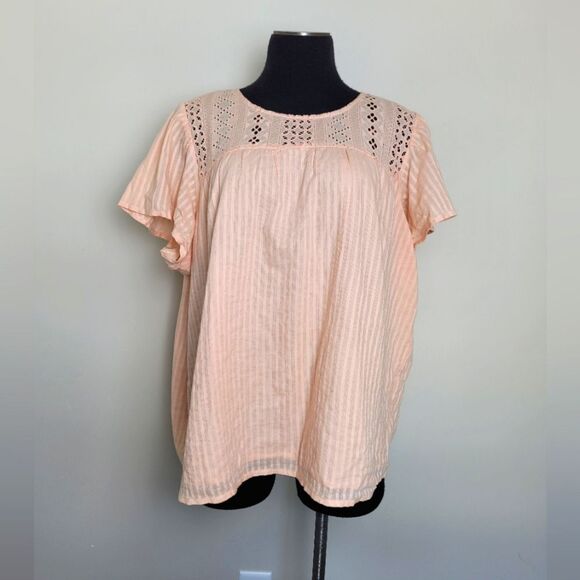 Ella Moss Tops - Ella Moss Pink Blouse Top Plus Size XXL Lace Cottagecore Flounce Romantic Girly